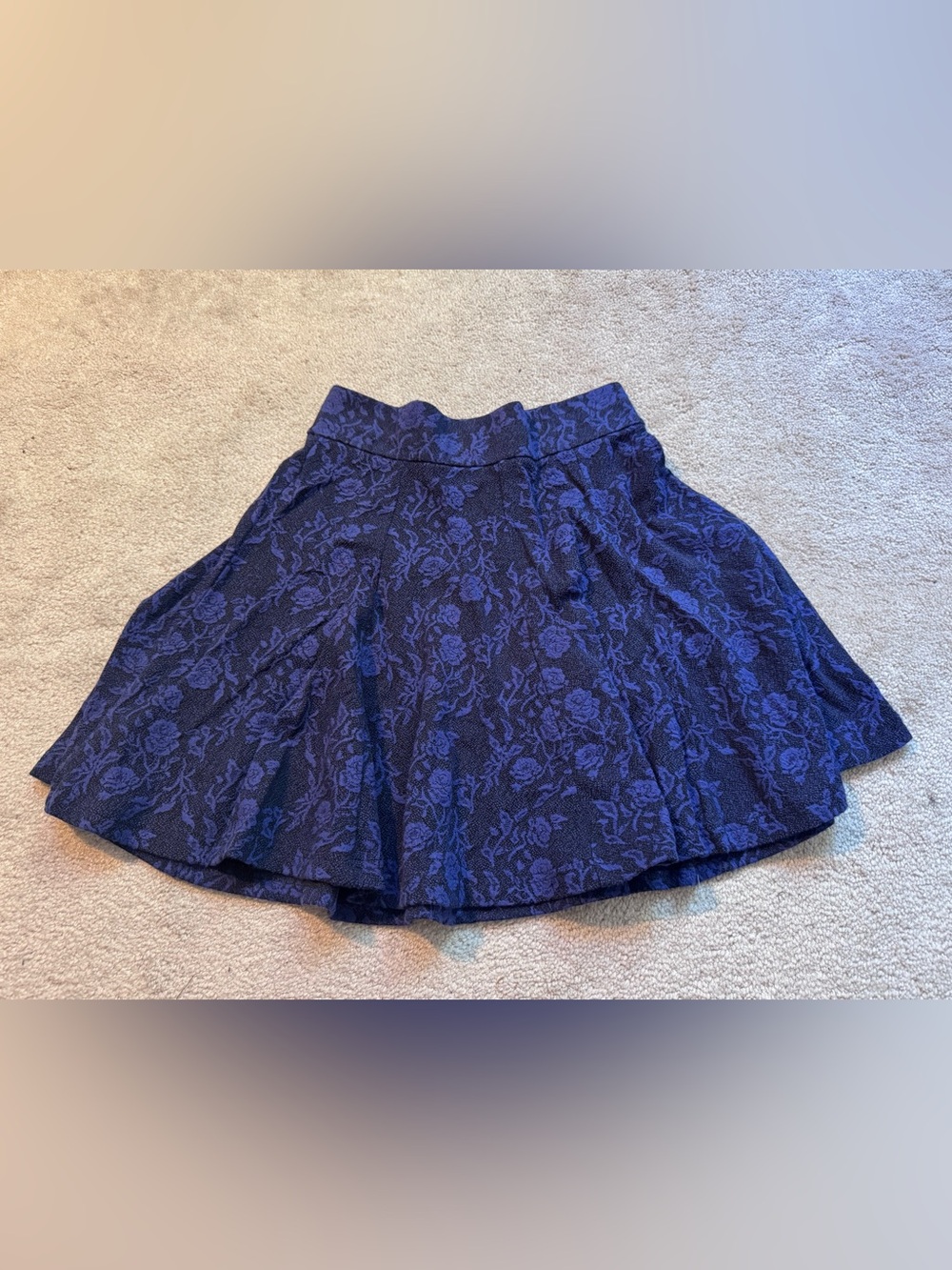 Frenchi Navy Floral Jacquard Circle Skirt